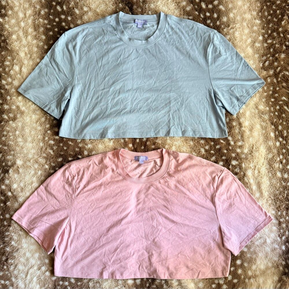 Florence by Mills Garden Party Cropped Boxy Tee Bundle Medium Blue Mauve NWOT